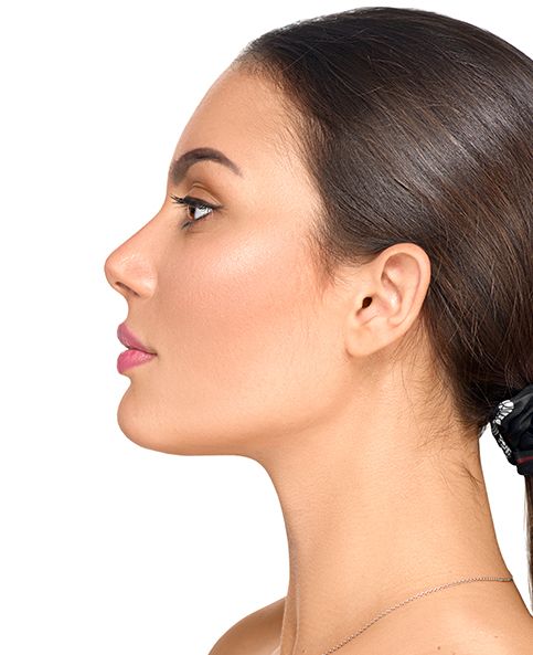 Profile of a young woman with nicely shaped nose